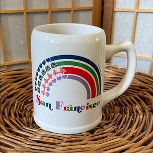 Vintage 1983 J.Anderson San Francisco Ceramic Mug with Rainbow Design